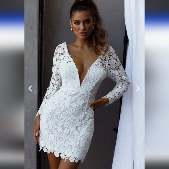 SELFIE LESLIE FIRST DANCE LACE MINI DRESS WHITE - Picture 8 of 16